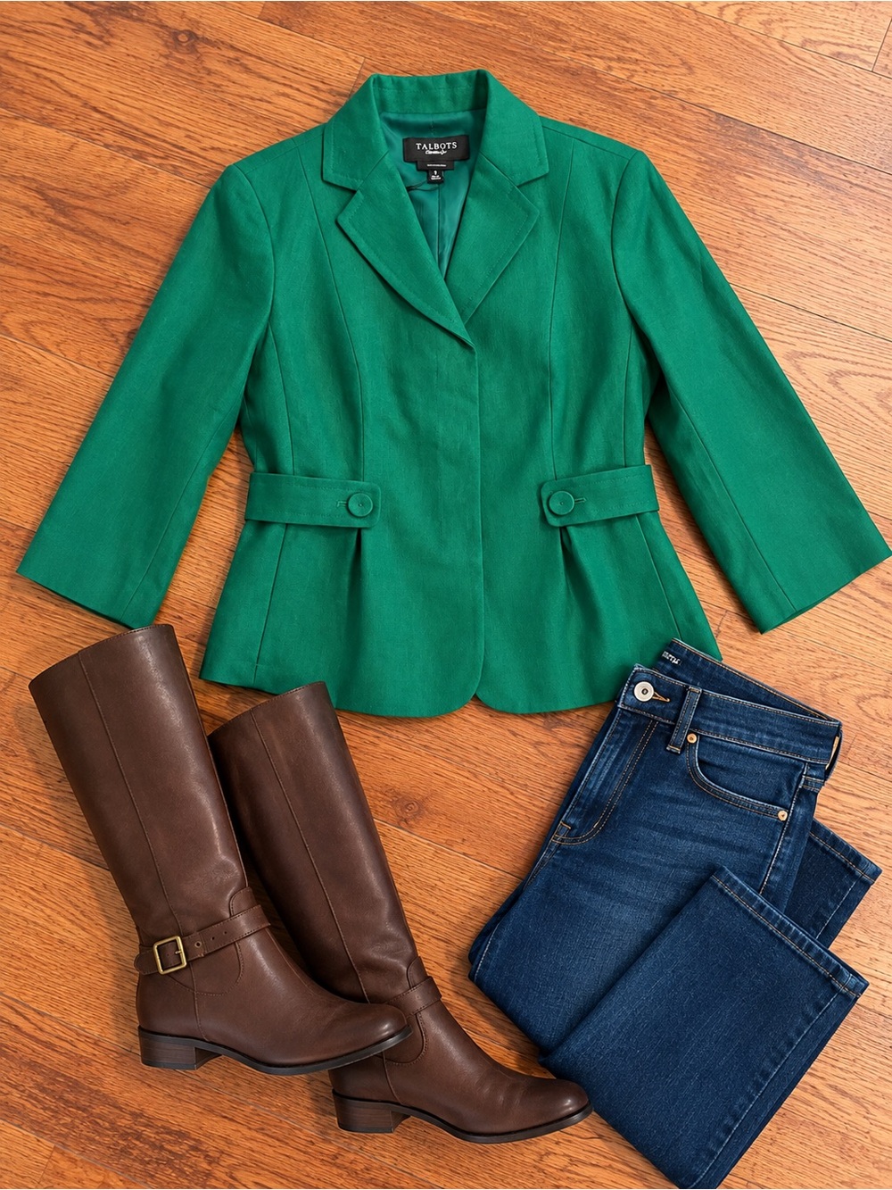 Talbots Pure Irish Linen Green Blazer Jacket NWT Size 2